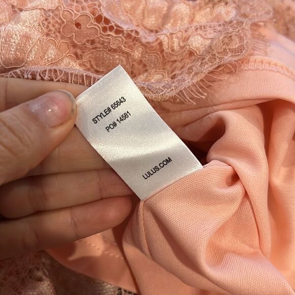 Lulus Wishful Wanderings Blush Pink Lace Bodycon Midi Dress Sz-Small - Picture 13 of 15